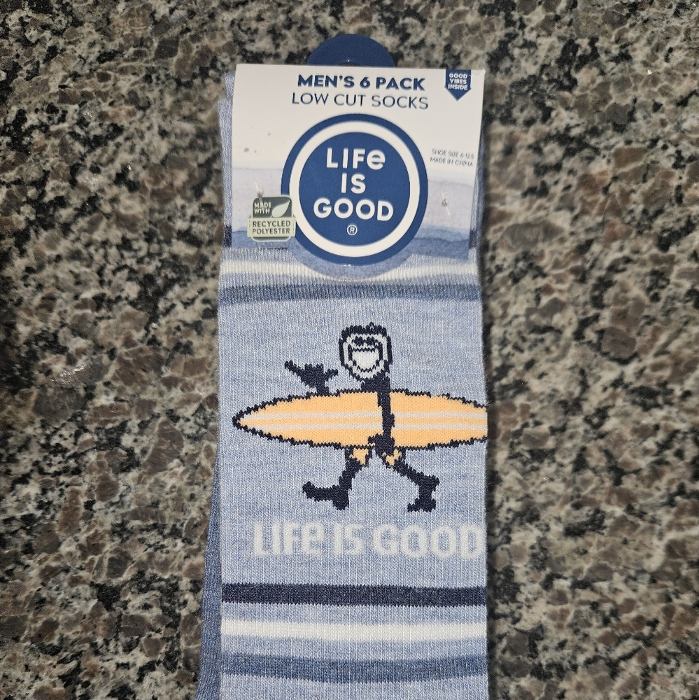 6 pack of Life is Good casual socks